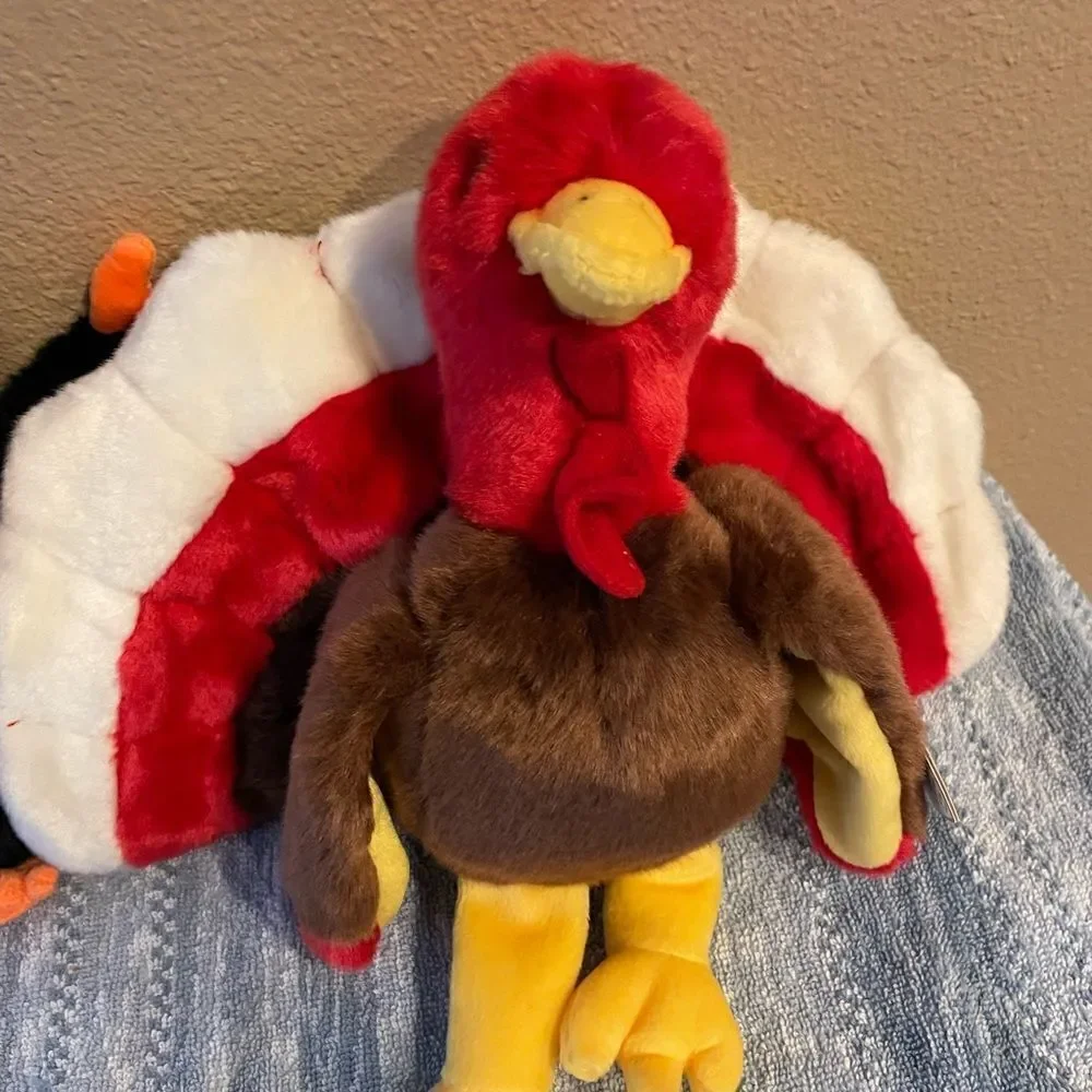TY Vintage BIG Bat and Turkey Plush Set